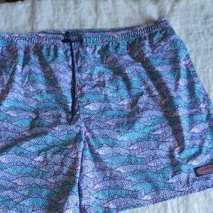 Vineyard Vines Blue and Pink Fish Swim Trunks